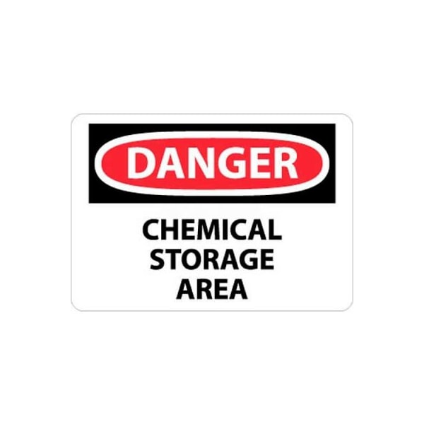 National Marker Co NMC OSHA Sign, Danger Chemical Storage Area, 10in X 14in, White/Red/Black D239RB - main